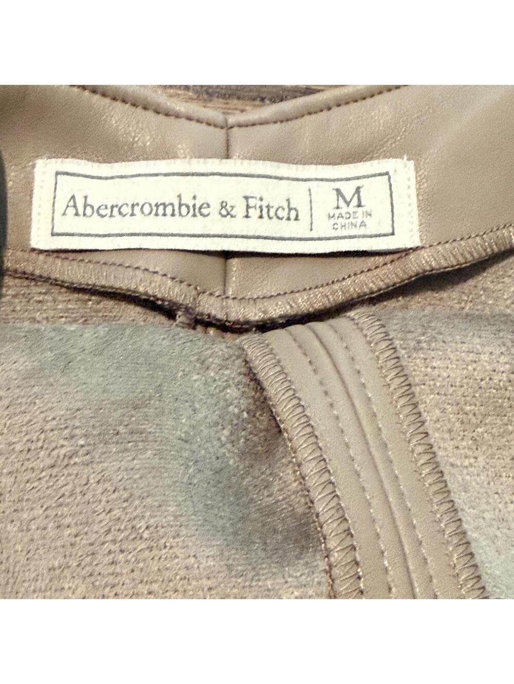 NWOT Abercrombie & Fitch Faux Leather Jumper Mini Beige Dress Medium - Picture 4 of 8